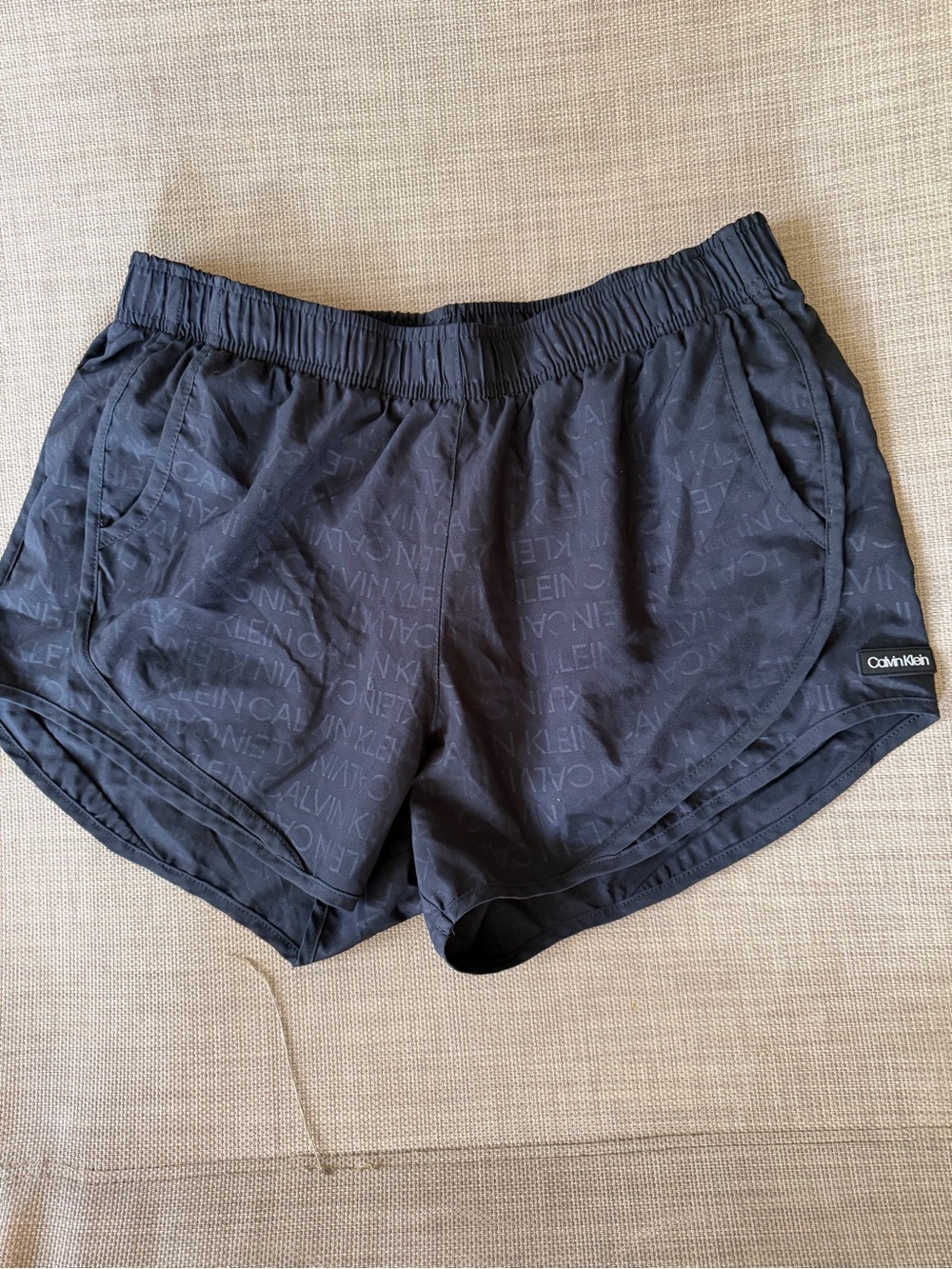 Calvin Klein Women's Black Logo-Print Elastic Waist Shorts